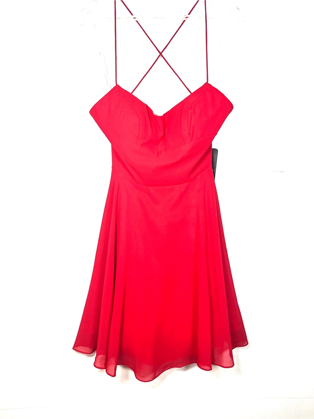 Bright Red Spaghetti-Strap Mini Dress with Sweetheart Neckline